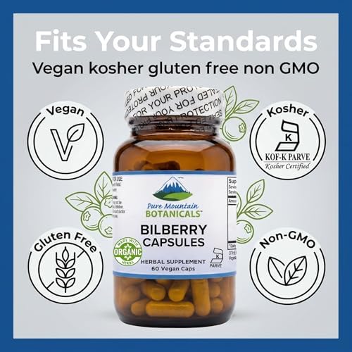 Suplemento de Extracto de Arándano Silvestre Pure Mountain Botanicals - 60 Cápsulas Veganas Kosher - 250mg de Hoja de Arándano Orgánico y 50mg de - imagen 8