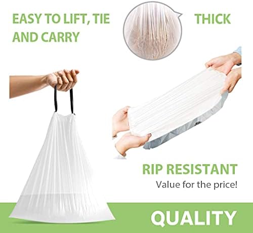 Bolsas de Basura de 5 Galones Teivio, 220 Piezas, Fuerte con Cuerda, Forros para Bote de Baño, Bolsas Plásticas Pequeñas para Hogar y Oficina, Color - imagen 4