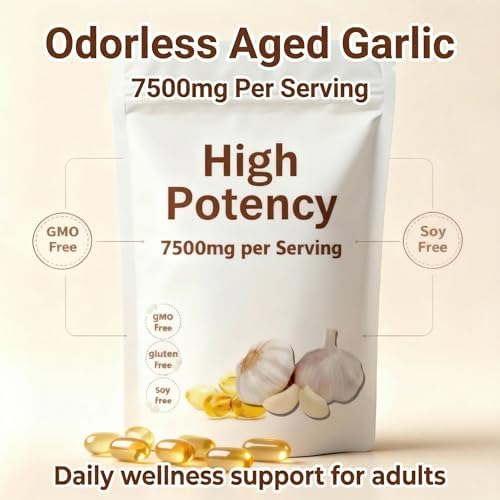 Extracto de Ajo Aged Sin Olor PKPPKP nuvapure – 200 Cápsulas Blandas | Orgánico, No GMO, Sin Gluten | Inmunidad Diaria para Adultos (1 pieza) - imagen 2