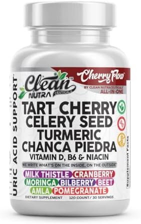 Cápsulas de Cereza Tart Cherry de Clean Nutra para Apoyo al Ácido Úrico, con Semilla de Apio, Cúrcuma, Chanca Piedra, Vitamina D, B6, Niacina, Cardo - imagen 1