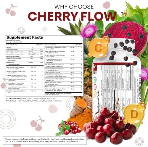 Cápsulas de Cereza Tart Cherry de Clean Nutra para Apoyo al Ácido Úrico, con Semilla de Apio, Cúrcuma, Chanca Piedra, Vitamina D, B6, Niacina, Cardo - imagen 5
