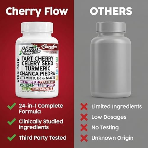Cápsulas de Cereza Tart Cherry de Clean Nutra para Apoyo al Ácido Úrico, con Semilla de Apio, Cúrcuma, Chanca Piedra, Vitamina D, B6, Niacina, Cardo - imagen 7