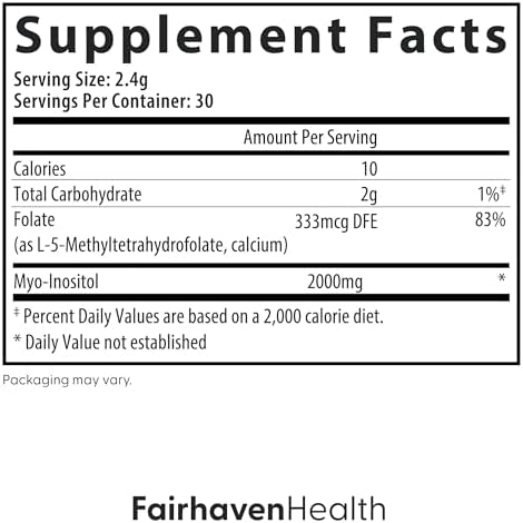Suplemento de Fertilidad Femenina Fairhaven Health con Folato y Mio-Inositol en Polvo - 1 por Día, Salud Ovárica y Calidad de Huevos - 2000 mg de - imagen 4