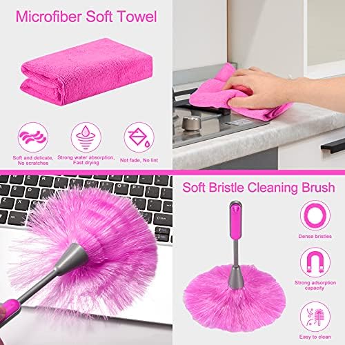 Kit de Limpiadores de Microfibra, Plumero con Mango Extensible, Lavable y Flexible para Ventiladores de Techo, Persianas, Autos y Muebles, Regalo - imagen 7