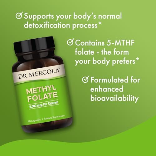 Dr. Mercola Methyl Folate - Apoya la Desintoxicación y Salud Celular - Fórmula Bioavailable - 5 mg - 30 Cápsulas - imagen 5