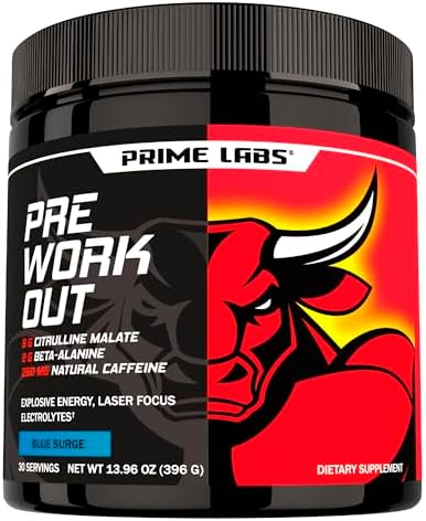 Labs Polvo Pre Entreno para Hombres - con Citrulina Malato, Beta-Alanina y Cafeína Natural - Energía, Enfoque, Potencia - Sabor Limón Azul - 30 - imagen 1