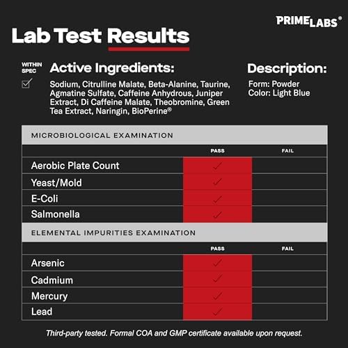 Labs Polvo Pre Entreno para Hombres - con Citrulina Malato, Beta-Alanina y Cafeína Natural - Energía, Enfoque, Potencia - Sabor Limón Azul - 30 - imagen 5