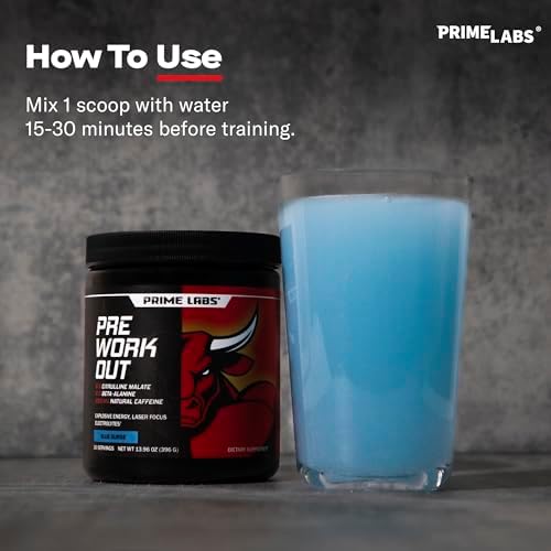 Labs Polvo Pre Entreno para Hombres - con Citrulina Malato, Beta-Alanina y Cafeína Natural - Energía, Enfoque, Potencia - Sabor Limón Azul - 30 - imagen 7