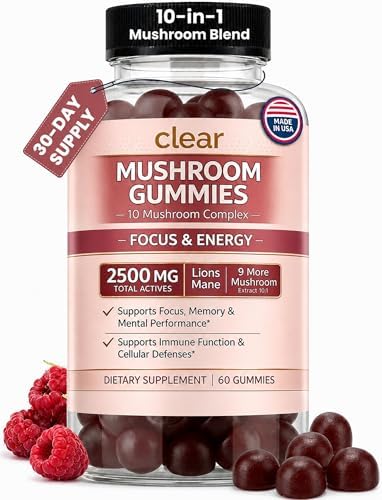 Gomitas de Hongo para Enfoque y Energía - 2500mg, 60 Gomitas de Melena de León para Adultos con Cola de Pavo, Reishi, Cordyceps y 6 más - Suplemento - imagen 1