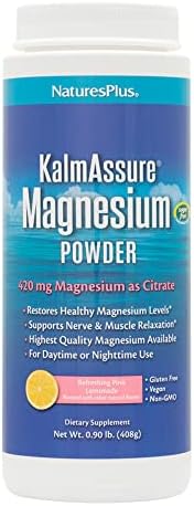 NaturesPlus KalmAssure Polvo de Magnesio - 0.9 lb - Sabor Limón Rosa - Apoya la Relajación Muscular y Nerviosa - Sin OGM, Sin Gluten, Vegano - 60 - imagen 1