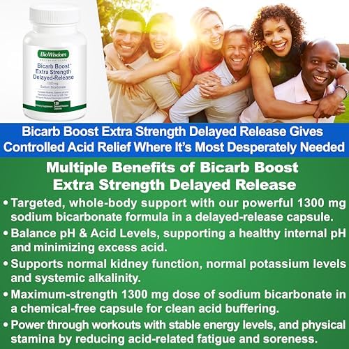 Cápsulas de Bicarbonato de Sodio Bicarb Boost Extra Fuerte 1300mg Orgánico, Tabletas de Liberación Retardada para Riñones, 120 píldoras - imagen 3