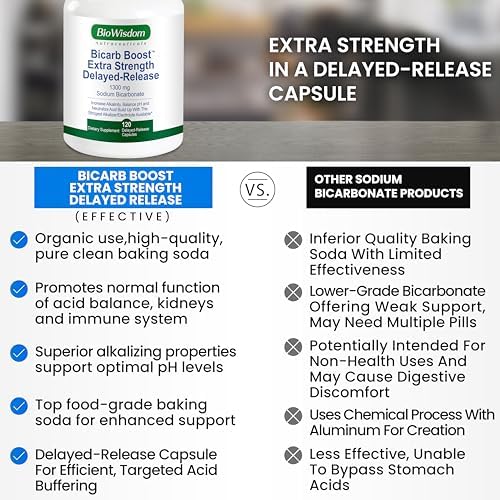 Cápsulas de Bicarbonato de Sodio Bicarb Boost Extra Fuerte 1300mg Orgánico, Tabletas de Liberación Retardada para Riñones, 120 píldoras - imagen 5