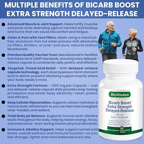 Cápsulas de Bicarbonato de Sodio Bicarb Boost Extra Fuerte 1300mg Orgánico, Tabletas de Liberación Retardada para Riñones, 120 píldoras - imagen 6