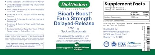 Cápsulas de Bicarbonato de Sodio Bicarb Boost Extra Fuerte 1300mg Orgánico, Tabletas de Liberación Retardada para Riñones, 120 píldoras - imagen 8