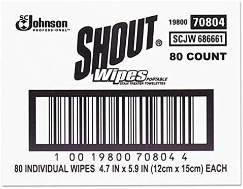 SC Johnson Shout 686661 Toallitas Quitamanchas Instantáneas, 4.7 x 5.9, 80 Paquetes, Paquete de 1 - imagen 1