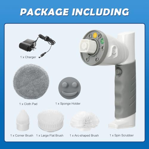 Fregadora Eléctrica LANMU con Esponja Compatible con Scrub Daddy/Mommy, Cepillo Inalámbrico con Mango Cómodo y 5 Cabezas Reemplazables para Limpiar - imagen 8