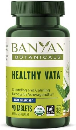 Banyan Botanicals Suplemento Orgánico Vata Saludable – Estabilidad y Enraizamiento con Ashwagandha, Shatavari y Mucuna – 90 Tabletas Orgánicas para - imagen 1