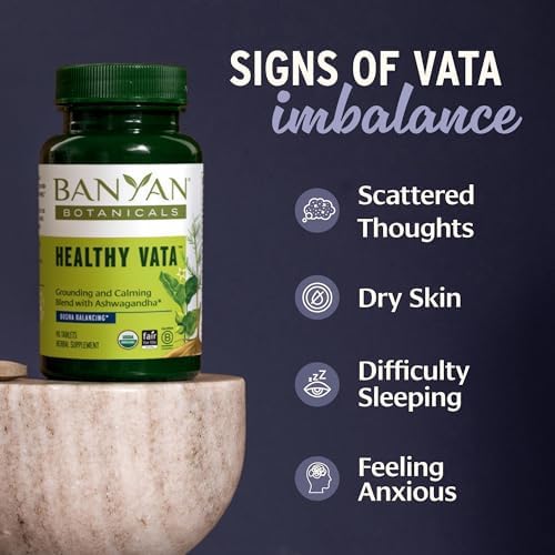 Banyan Botanicals Suplemento Orgánico Vata Saludable – Estabilidad y Enraizamiento con Ashwagandha, Shatavari y Mucuna – 90 Tabletas Orgánicas para - imagen 3