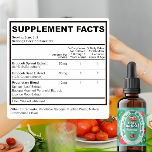 Suplemento Líquido de Verduras Pick No More para Niños con Sulforafano de Extracto de Brote de Brócoli – Nutrición Oculta para Niños Selectivos, - imagen 2