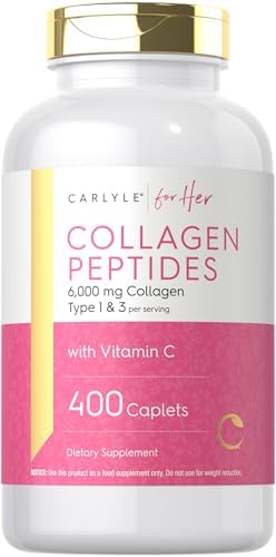 Carlyle Péptidos de Colágeno 6000mg | 400 Tabletas | con Vitamina C | Tipo 1 y 3 | Suplemento No Transgénico, Sin Gluten, Alimentado con Pasto - imagen 1