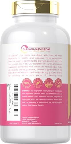 Carlyle Péptidos de Colágeno 6000mg | 400 Tabletas | con Vitamina C | Tipo 1 y 3 | Suplemento No Transgénico, Sin Gluten, Alimentado con Pasto - imagen 3