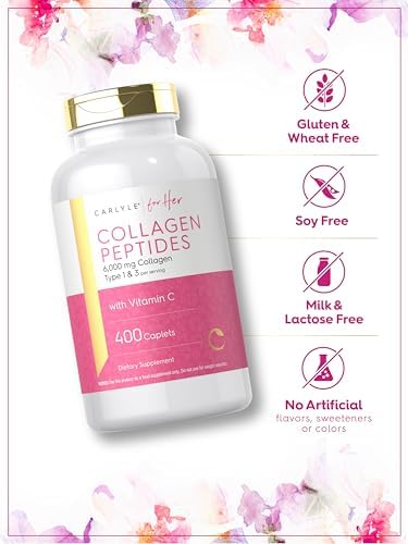 Carlyle Péptidos de Colágeno 6000mg | 400 Tabletas | con Vitamina C | Tipo 1 y 3 | Suplemento No Transgénico, Sin Gluten, Alimentado con Pasto - imagen 5