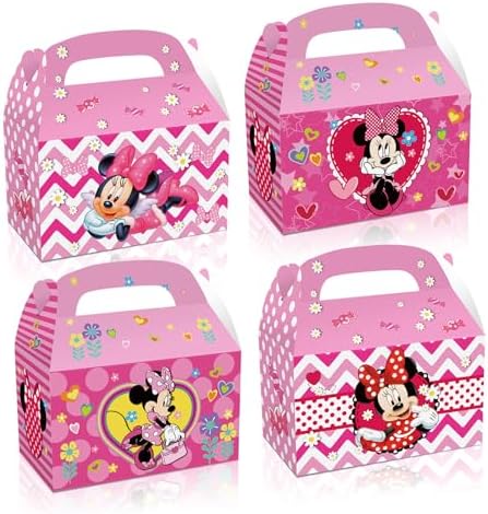 Trifoot 24 Piezas Cajas de Regalo con Lazo, Cajas de Caramelo de Fiesta de Cartoon con Asas, Suministros para Cumpleaños y Decoraciones (2 Estilos) - imagen 1