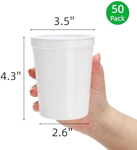 Paquete de 50 Vasos de Estadio Blancos Cididu, Vasos de Plástico Reutilizables de 16 Oz para Fiestas, Cumpleaños, Bodas, Baby Showers, Graduaciones y - imagen 2
