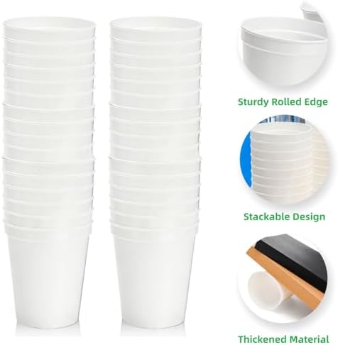 Paquete de 50 Vasos de Estadio Blancos Cididu, Vasos de Plástico Reutilizables de 16 Oz para Fiestas, Cumpleaños, Bodas, Baby Showers, Graduaciones y - imagen 3