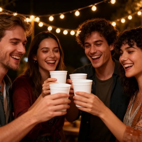 Paquete de 50 Vasos de Estadio Blancos Cididu, Vasos de Plástico Reutilizables de 16 Oz para Fiestas, Cumpleaños, Bodas, Baby Showers, Graduaciones y - imagen 5