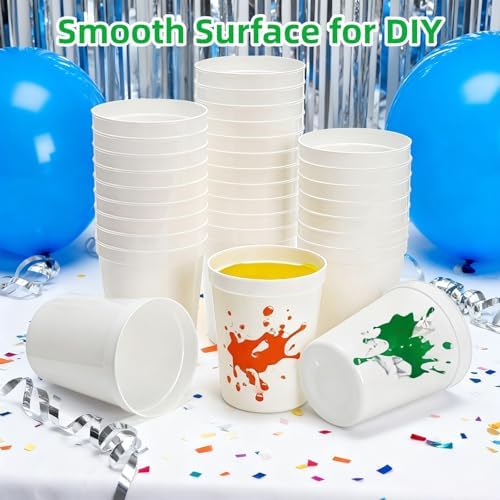 Paquete de 50 Vasos de Estadio Blancos Cididu, Vasos de Plástico Reutilizables de 16 Oz para Fiestas, Cumpleaños, Bodas, Baby Showers, Graduaciones y - imagen 6