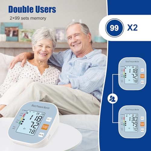 Monitores de Presión Arterial para Uso en Casa, Máquina Digital Automática para Brazo Superior con Manguito Ancho BSX583 (Azul Claro) - imagen 4