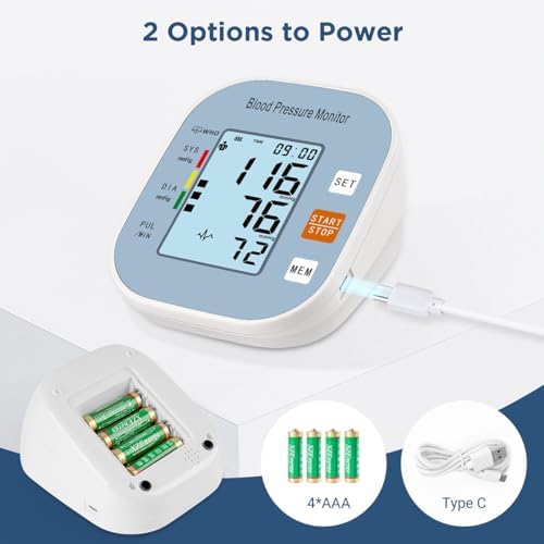 Monitores de Presión Arterial para Uso en Casa, Máquina Digital Automática para Brazo Superior con Manguito Ancho BSX583 (Azul Claro) - imagen 7