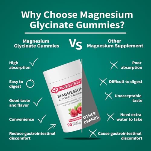 Gomitas de Magnesio Glicinato Pureverve 300mg - 90 Unidades, Fórmula Baja en Alergias, Apoya la Salud Cardiovascular, Función Cognitiva y Fuerza - imagen 4