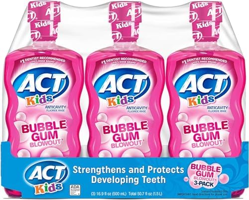 Enjuague Anticaries para Niños ACT con Sabor a Chicle, 18 Onzas (Paquete de 3) - imagen 1
