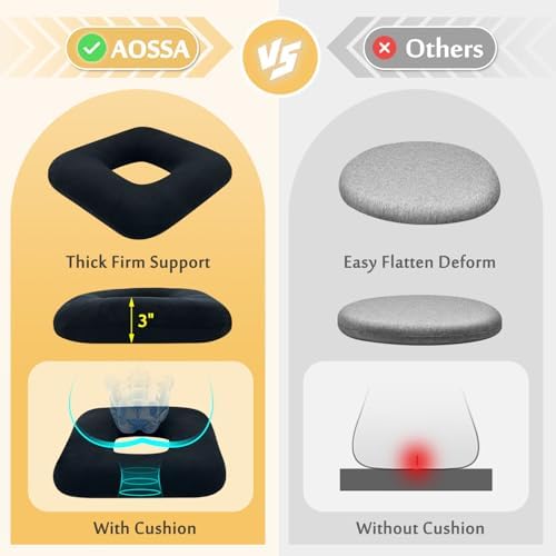 Cojín AOSSA para Úlceras por Presión, Almohada para Posicionamiento de Glúteos, Cojín Donut para Alivio de Presión y Soporte Médico - imagen 3
