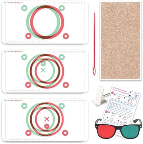 Kit de Entrenamiento Visual LAIDOLAILA: 6 Tarjetas de Fusión Rojo Verde, Gafas Rojo Verde, Puntero y Soporte - Ejercicio Binocular y Práctica de - imagen 1