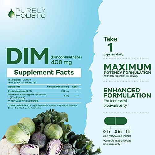 Suplemento DIM 400MG | Fuerza Extra | Balance de Estrógenos y Hormonas para Hombres y Mujeres | Suministro para 5 Meses | Soporte para Menopausia, - imagen 3