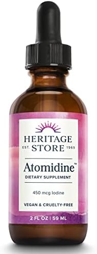 Gotas de Yodo Líquido Heritage Store Atomidine 450mcg, Suplemento Vegano y Libre de Crueldad para Apoyo Saludable de Tiroides, 2 fl oz, 960 Porciones - imagen 1