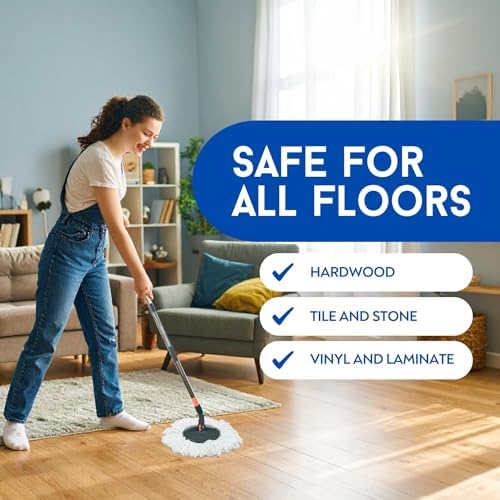 Set de Mop y Cubeta Easy Spin de Microfibra con Mango – Herramientas de Limpieza para el Hogar y Cocina, Diseño Antisalpicaduras, Cabezal Rotatorio - imagen 5
