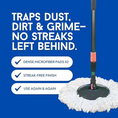 Set de Mop y Cubeta Easy Spin de Microfibra con Mango – Herramientas de Limpieza para el Hogar y Cocina, Diseño Antisalpicaduras, Cabezal Rotatorio - imagen 6