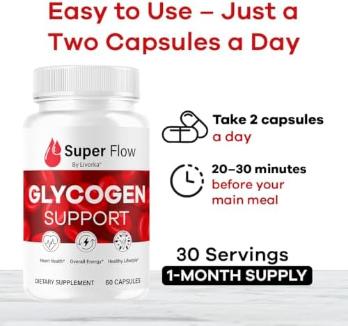 Cápsulas Super Flow de Glucógeno - Suplemento Avanzado para Soporte de Glucógeno - Fórmula Natural de Máxima Potencia, 60 Cápsulas para 1 Mes - imagen 4