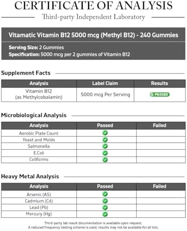 Gomitas Vitamatic de Vitamina B12 Extra Fuerte 5000 mcg (Methyl B12) - 240 piezas, sabor natural a cereza - imagen 3