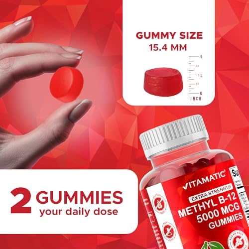 Gomitas Vitamatic de Vitamina B12 Extra Fuerte 5000 mcg (Methyl B12) - 240 piezas, sabor natural a cereza - imagen 4