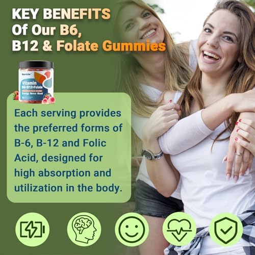 Gomitas Vigorintha de Vitamina B6, B12 y Folato Metilado, Suplemento Vegano Sin Azúcar para Energía, Cerebro y Nervios, 60 Gomitas. - imagen 3