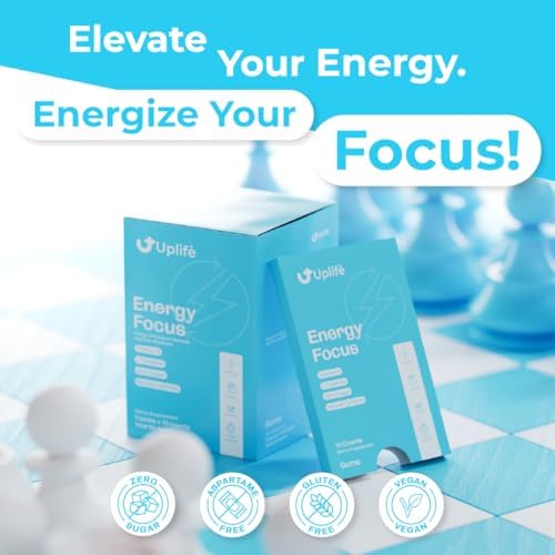 Goma y Mentas Energéticas UPLIFE 60 Piezas (30 Cada Una) – Hecho en EE. UU. – 40mg Cafeína Natural + 80mg L-Teanina + Niacina Vitaminas B3 y B12 – - imagen 3
