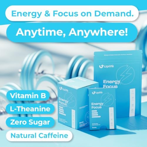 Goma y Mentas Energéticas UPLIFE 60 Piezas (30 Cada Una) – Hecho en EE. UU. – 40mg Cafeína Natural + 80mg L-Teanina + Niacina Vitaminas B3 y B12 – - imagen 5