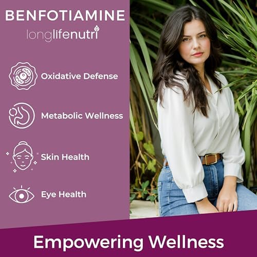 LongLifeNutri Benfotiamina 300mg – 180 Cápsulas Vegetarianas, Suplemento de Tiamina B1 Soluble en Grasa para Energía y Bienestar, Hecho en EE. UU. - imagen 4
