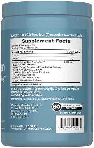 Cápsulas NeoCell Multi Collagen Peptides | 360 Píldoras | 10 Tipos de Bio-Péptidos Avanzados | Absorción Superior | Suplemento Complejo Alimentado - imagen 2
