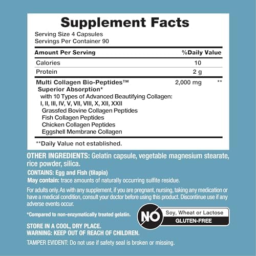 Cápsulas NeoCell Multi Collagen Peptides | 360 Píldoras | 10 Tipos de Bio-Péptidos Avanzados | Absorción Superior | Suplemento Complejo Alimentado - imagen 4